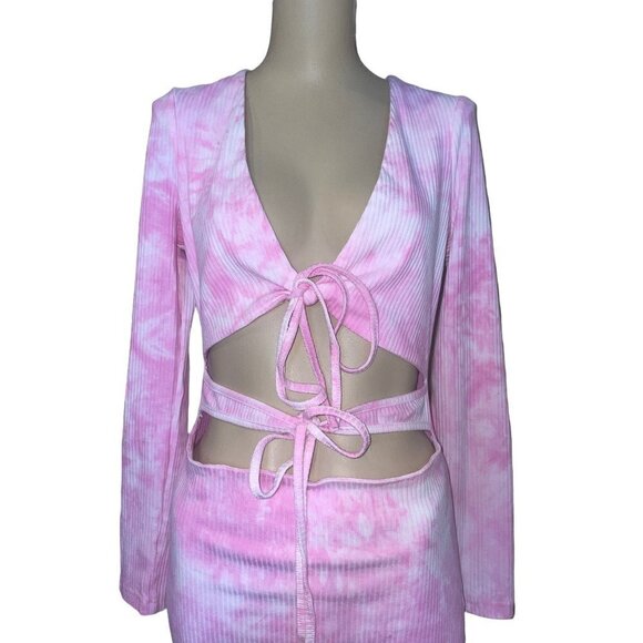 Lovers and Friends Justine Mini Dress in Pink Large New long Sleeve - Picture 6 of 9